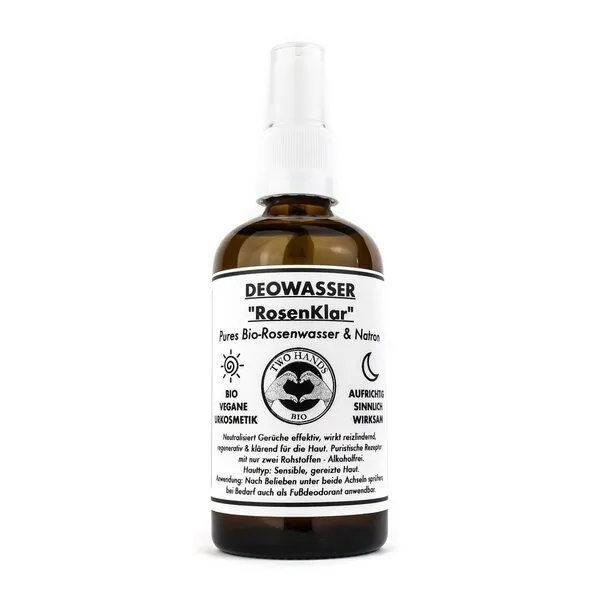 Two Hands BIO Two Hands BIO Deo Wasser „RosenKlar“ - Bio-Rosenwasser & Natron - Alkoholfrei – Produktbild 1 von 2