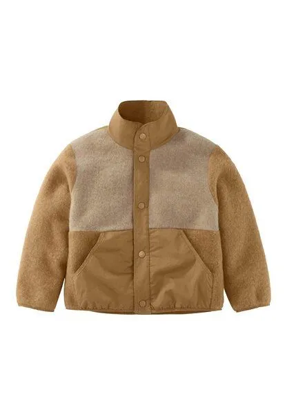hessnatur hessnatur Wollfleecejacke Regular mit Patch aus reiner Schurwolle, Camelbraun, – Produktbild 2 von 4