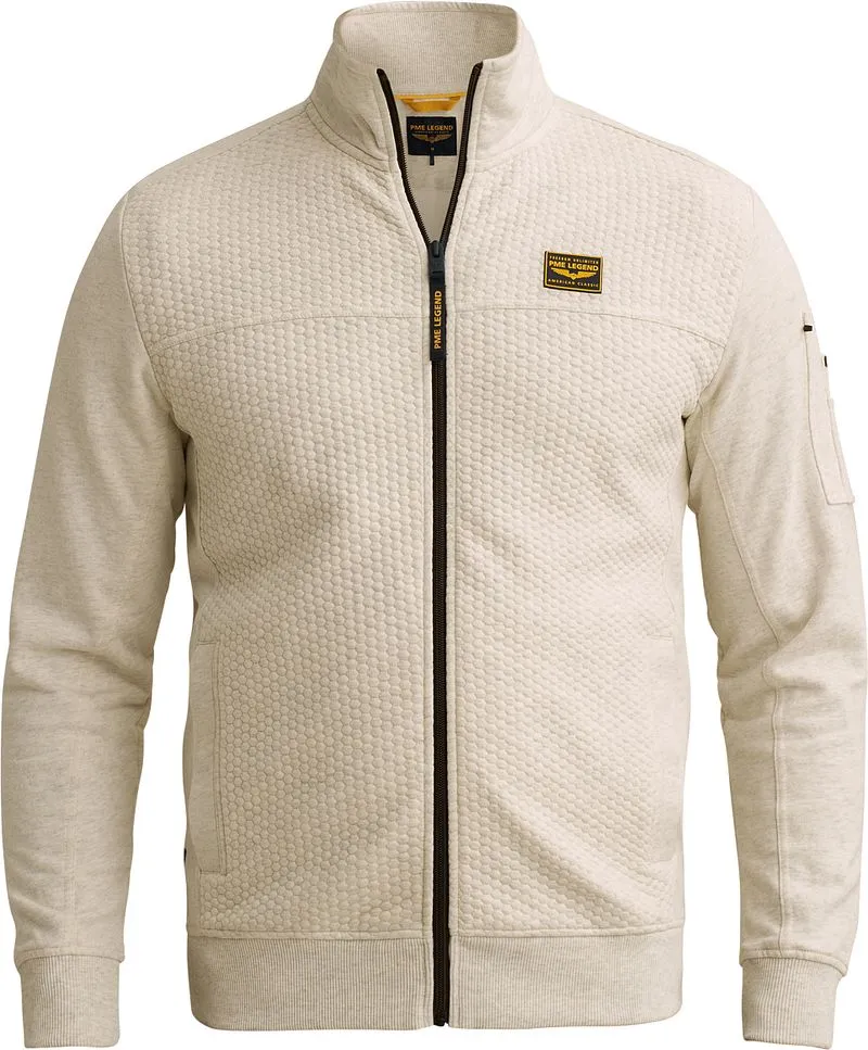 PME Legend PME Legend Strickjacke Interlock Bone White Melee, Wollweiß, – Produktbild 2 von 5