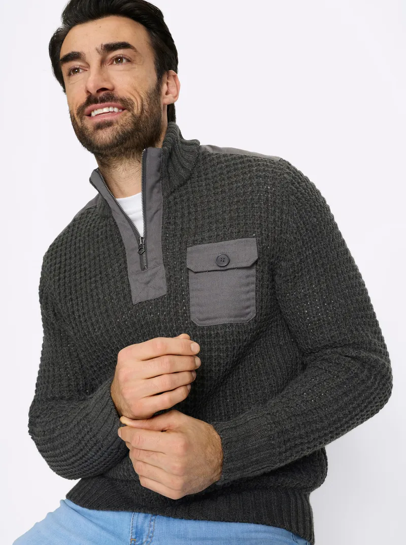 marco donati Langarm-Pullover graphit-meliert, Graphit-meliert, – Produktbild 2 von 2