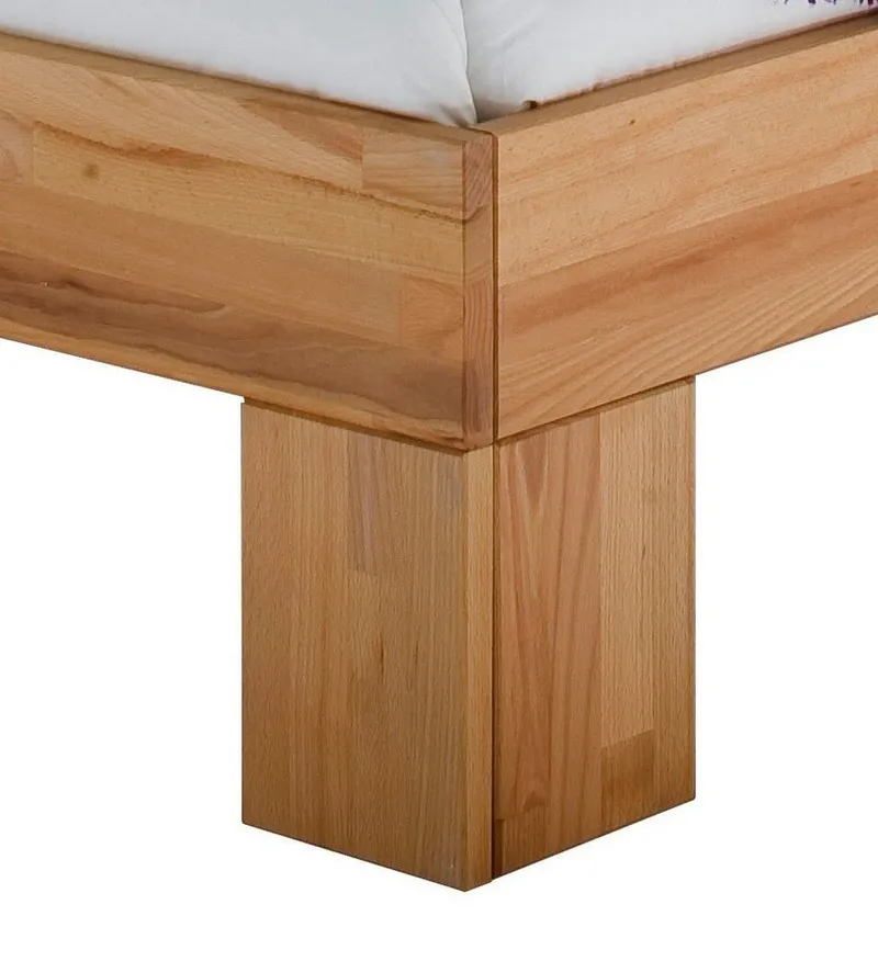 Home affaire Massivholzbett Modesty I Bett mit robustem Fußgestell in Winkelform (hohe Belastbarkeit: 200kg je Seite), aus massiver Kernbuche, FSC-zertifiziert, viele Breiten zur Auswahl, Beige, – Produktbild 3 von 5