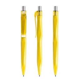 prodir prodir® Druckkugelschreiber QS20 PMT Push, blaue Mine, gelb/silber satiniert – Produktbild 1 von 1