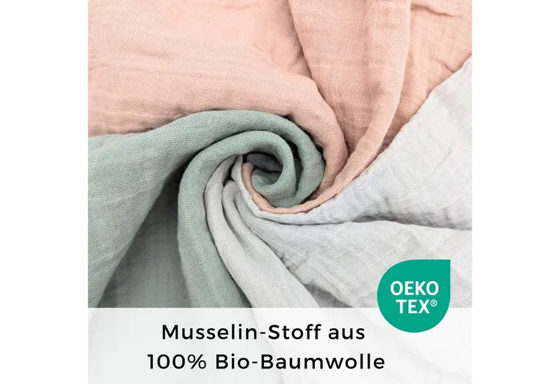 furora BABY furora BABY Spucktuch Baby Mulltücher Sets (Bio-Musselin: super soft) 80x80cm oder 25x25cm, Sehr weich, Bunt, – Produktbild 3 von 5