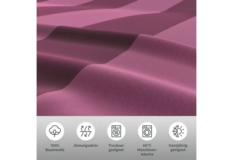 OTTO home Wendebettwäsche Sari in verschiedenen Qualitäten, Linon, 3 teilig, ab Gr. 135x200 cm, Wendedesign, moderne Bettwäsche mit Streifen, Rosa, – Produktbild 1 von 5