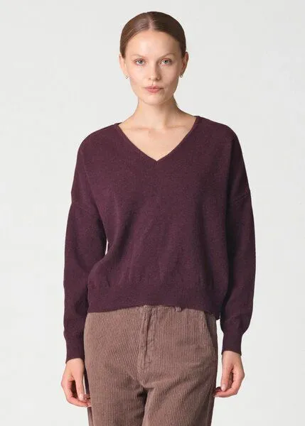 Klitmøller Collective Klitmøller Collective Merino-Pullover mit V-Ausschnitt Modell: Vanessa, Burgundy (rot), – Produktbild 1 von 4
