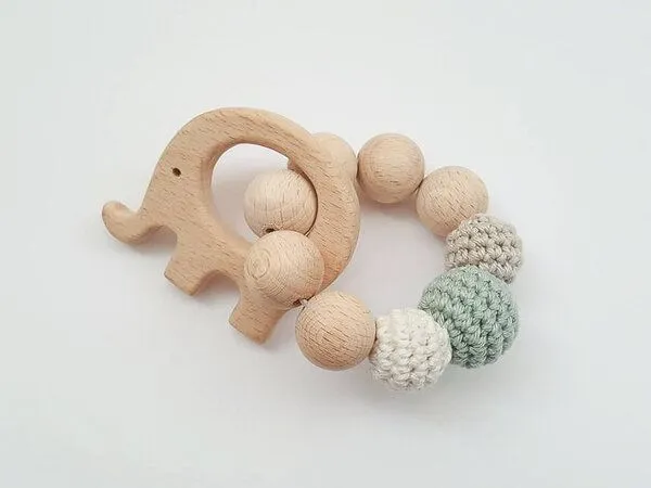 NoniKids Berlin NoniKids Berlin NoniKids Geschenkebox *Wagenkette & Greifling Elefant mint* I Bio Baumwolle – Produktbild 4 von 8