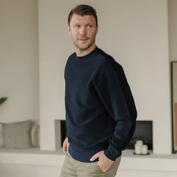 NORDLICHT NORDLICHT Herren Sweater aus strukturierter Bio-Baumwolle NILAS, Blau, – Produktbild 1 von 4