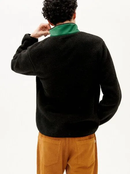 thinking mu thinking mu Teddy Jacke - Lewis Sweatshirt - aus recyceltem Polyester, Black (schwarz), – Produktbild 3 von 4