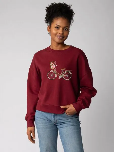 watapparel watapparel Sweatshirt Frauen Damenfahrrad, Burgundy, – Produktbild 2 von 2
