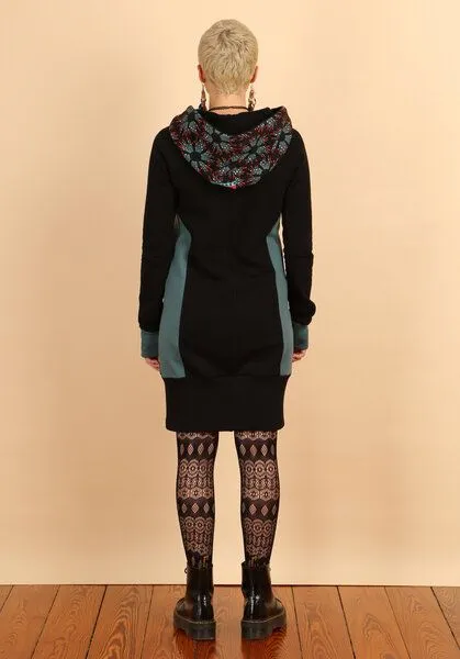 Die rote Zora Die rote Zora Hoodiekleid mit Taschen, Starlight (schwarz-petrol), – Produktbild 4 von 4