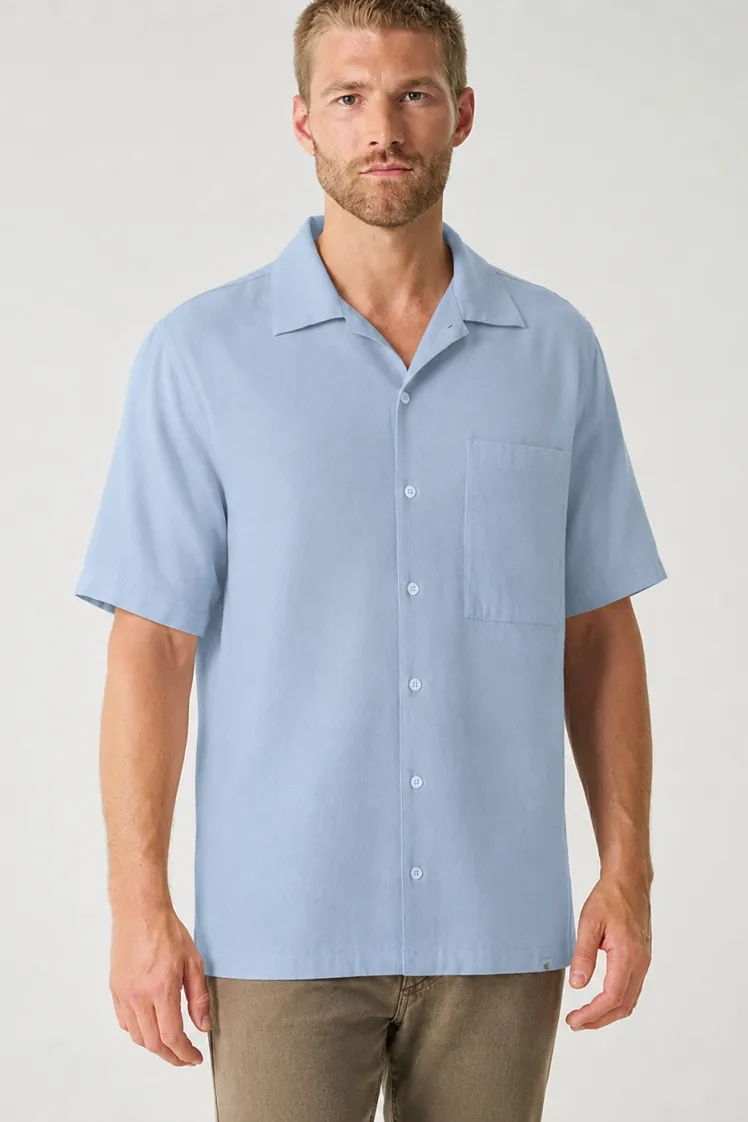 HempAge Hempage Herren vegan Kurzarmhemd Rauchblau, Blau, – Produktbild 2 von 2