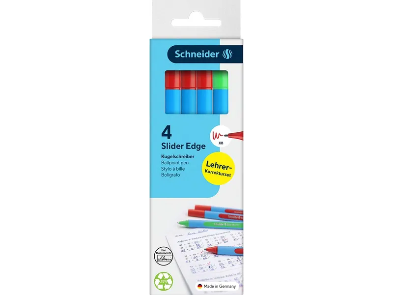 Schneider Schneider 4er-Pack Kugelschreiber Lehrer-Korrekturset "Slider Edge XB" 3+1Gratis,sortiert – Produktbild 1 von 2