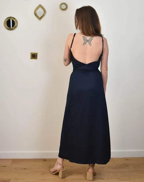 Aatise Aatise Langes Cocktailkleid rückenfrei mit Wickeleffekt Zino, Blau, – Produktbild 2 von 2