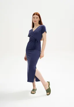 MELA MELA Damen vegan Kleid V-Ausschnitt Shreoshi Sommernacht Lila – Produktbild 1 von 1