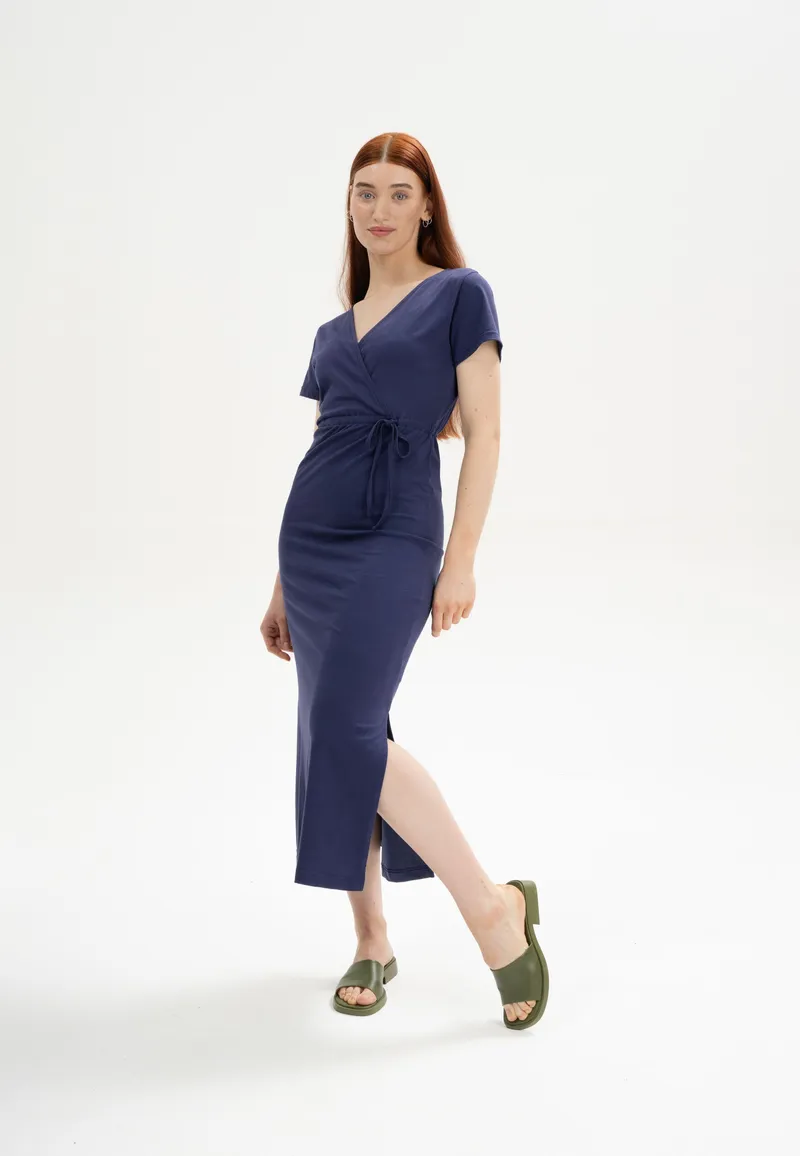 MELA MELA Damen vegan Kleid V-Ausschnitt Shreoshi Sommernacht Lila, Dunkelviolett, – Produktbild 1 von 2