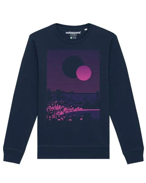 watapparel watapparel Sweatshirt Unisex Sun and Moon Skyline, French navy, – Produktbild 1 von 3