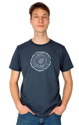 Life-Tree Life-Tree Shirt aus Biobaumwolle Fairwear für Herren "Treeslice" in Washed White/Blue/Red/Green – Produktbild 1 von 1