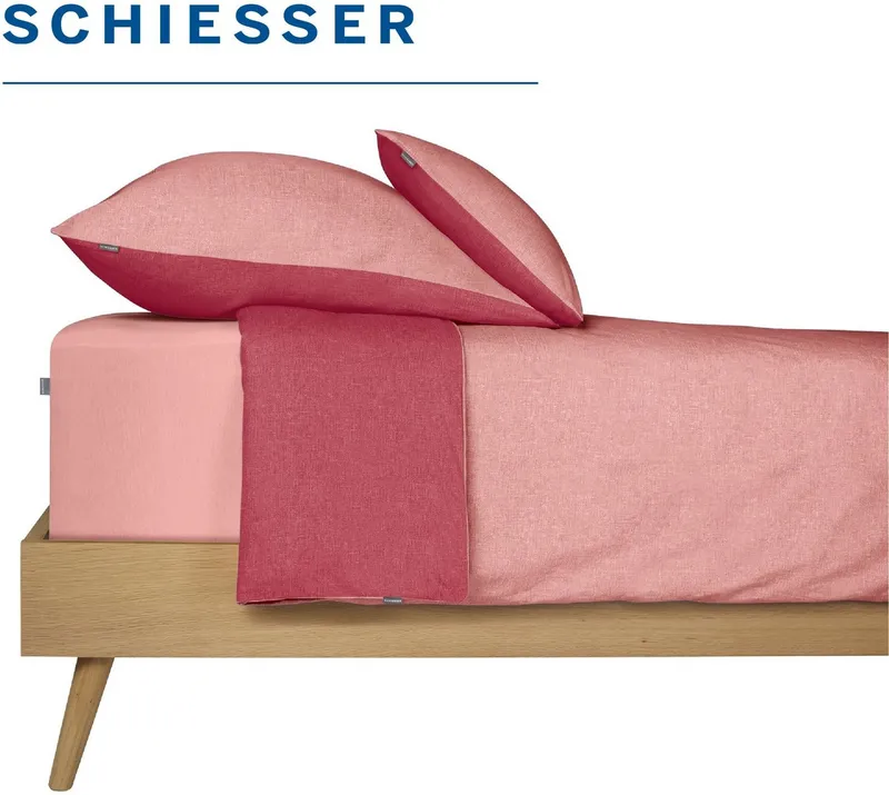 Schiesser Schiesser Spannbettlaken Jessi aus 100% Baumwolle, Jersey, Gummizug: rundum, (1 Stück), für Matratzen bis zu 22 cm Höhe, OEKO-TEX® MADE IN GREEN, Rosa, – Produktbild 1 von 5