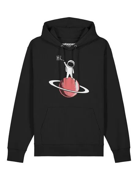 watapparel watapparel Hoodie Unisex Astronaut says Hi, Black, – Produktbild 2 von 4