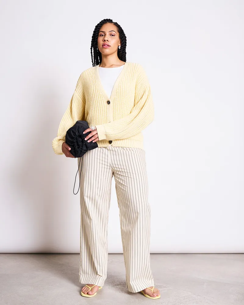 JAN N JUNE JAN 'N JUNE Damen vegan Strickjacke Lena Gelb, Hellgelb, – Produktbild 1 von 2