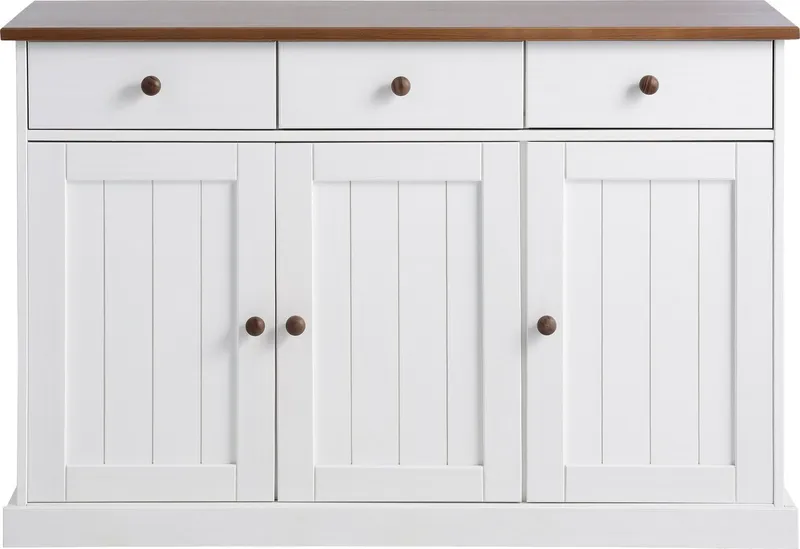 Inter Link Kommode Westerland Kiefer Massivholz, FSC, Sideboard, Anrichte im Landhausstil, BxTxH: 131 x 45 x 86 cm, Weiß, – Produktbild 4 von 5
