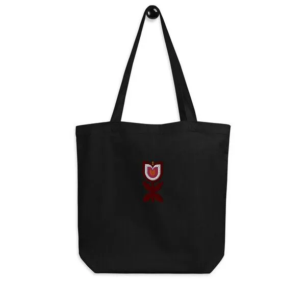 PepMelon Tulpen Blume bestickte Shopper-Tasche aus Bio-Baumwolle, Schwarz, – Produktbild 1 von 4