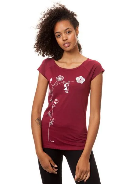 FellHerz FellHerz Damen T-Shirt Schaukelmädchen Bio & Fair & Vegan, Ruby (rot), – Produktbild 2 von 5