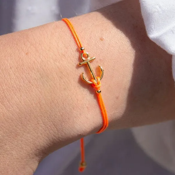 Bow & Hummingbird Bow & Hummingbird Armband auf Karte - Anker, Neon-orange, – Produktbild 1 von 4