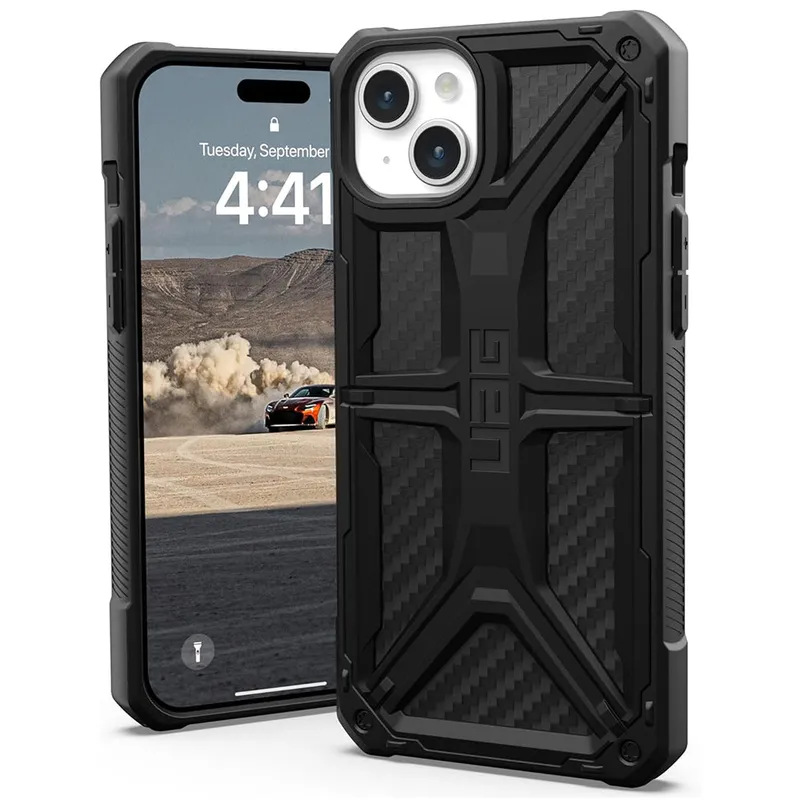 Urban Armor Gear Hülle für Apple iPhone 15 Plus, Urban Armor Gear, Monarch Carbon, Schwarz – Produktbild 1 von 1