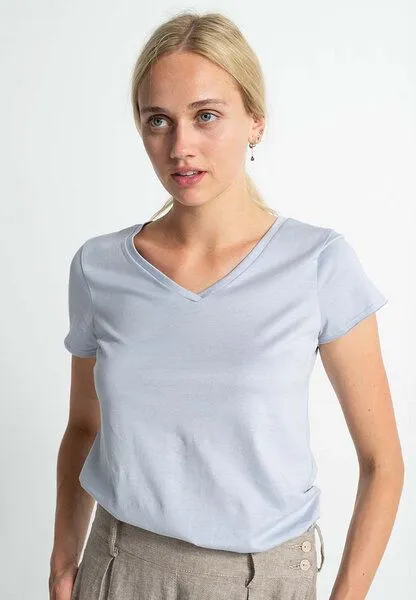 Alma & Lovis Alma & Lovis Shirt aus Bio-Baumwolle | V-Neck Shirt, Blau, – Produktbild 1 von 4