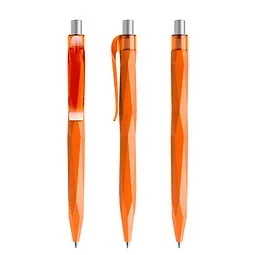 prodir prodir® Druckkugelschreiber QS20 PMT Push, blaue Mine, orange/silber satiniert – Produktbild 1 von 1