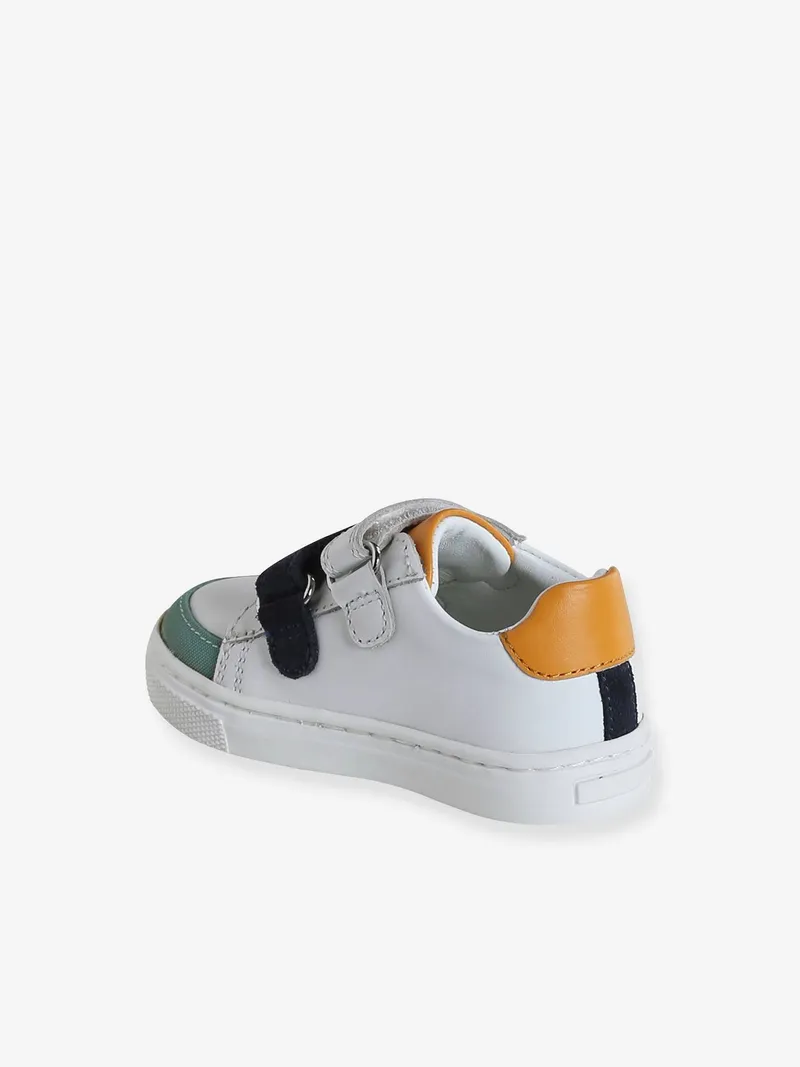 Vertbaudet Baby Klett-Sneakers, Weiß/marine/gelb, – Produktbild 3 von 4