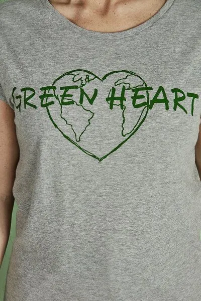 La Gitana La Gitana Sommershirt FLOW mit rolled sleeve Ärmeln, Grau meliert "greenheart", – Produktbild 2 von 4