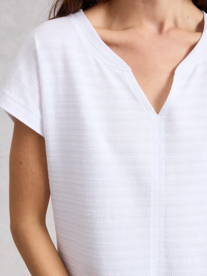 White Stuff T-Shirt Nelly mit Keilausschnitt - 50, Reines weiß, – Produktbild 3 von 4