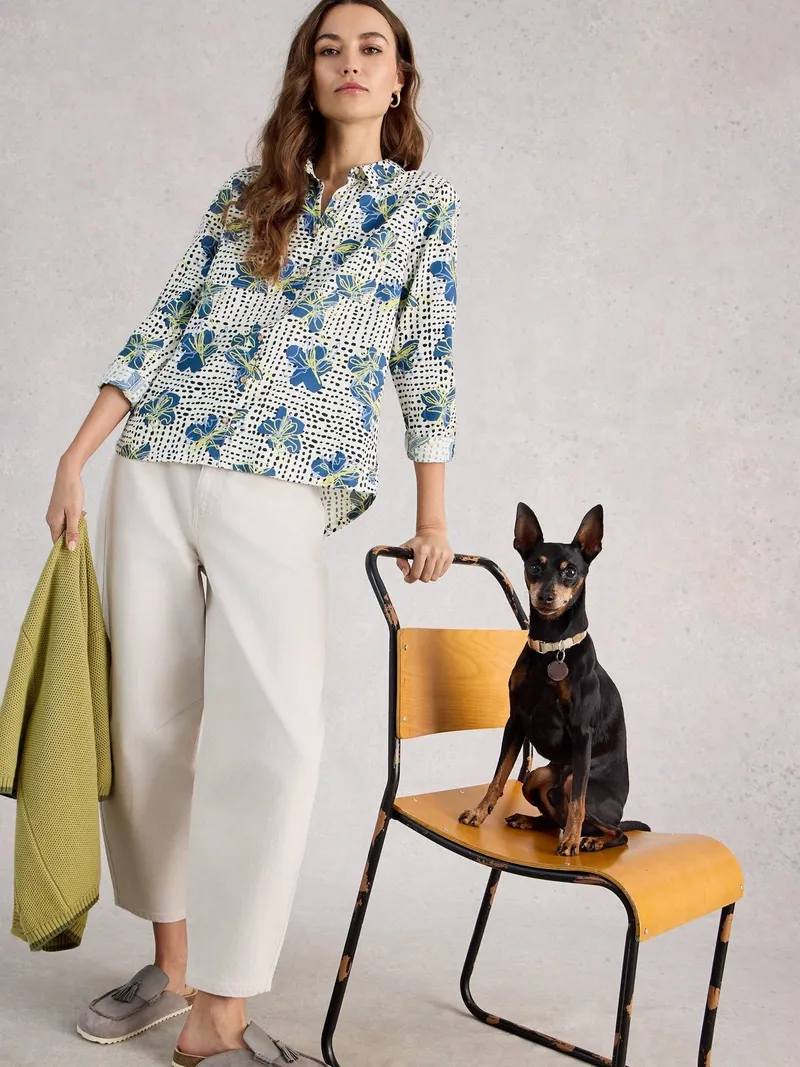 White Stuff Bluse Sophie aus Bio-Baumwolle - 36, Elfenbein print, – Produktbild 1 von 4