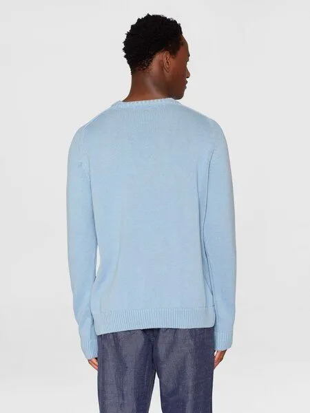 KnowledgeCotton Apparel KnowledgeCotton Apparel Strickpullover CREW NECK aus Bio-Baumwolle, Dusty Blue Melange – Produktbild 2 von 4