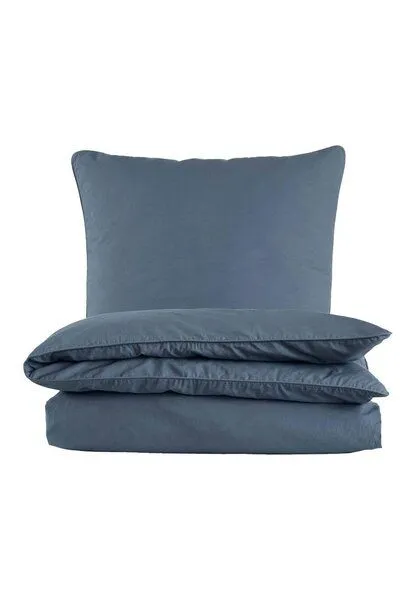 hessnatur hessnatur Perkal Bettwäsche-Set aus reiner Bio-Baumwolle, Stahlblau, – Produktbild 2 von 4