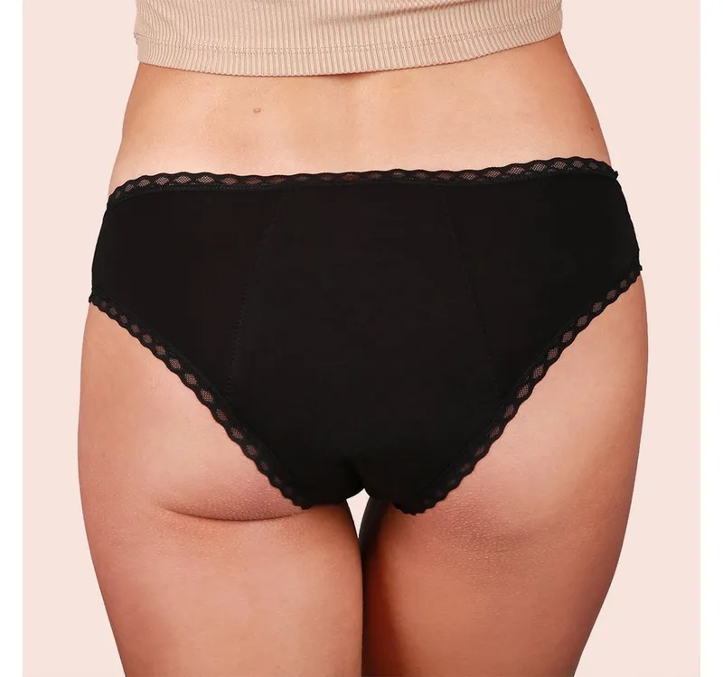Taynie Taynie Periodenslip Lady Ultra - Periodenunterwäsche sehr starke Blutung - Damen (Spar-Set, 3-St., 3er-Pack) Auslaufsichere Periodenunterwäsche / Periodenslip aus Bio-Baumwolle, Schwarz, – Produktbild 5 von 5