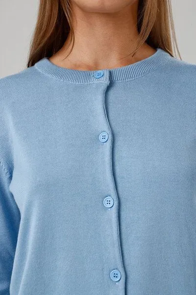 GORG GORG Damen Strickjacke mit Rundhalsausschnitt, Hellblau, – Produktbild 4 von 4