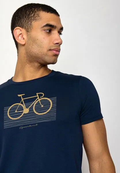 GreenBomb GREENBOMB Bike Bars Guide - Sportliches T-Shirt aus Bio-Baumwolle / hochwertiger Print / GOTS / Fair & Vegan, Blau (marineblau), – Produktbild 2 von 4