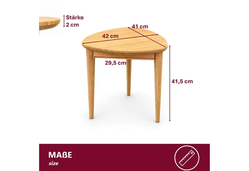 HOOZ Beistelltisch Bambus Sofatisch Dreieck abgerundet Natur – Couchtisch 42 x 41,5 cm (Einzelartikel, 1-St., bestehend aus einem Kaffeetisch), Stilvoller Satztisch aus Bambus für Wohnzimmer und Schlafzimmer, Braun, – Produktbild 4 von 5
