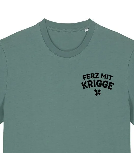 päfjes päfjes Ferz mit Krigge Hessisch Spruch - Fair Organic Cotton Unisex / Männer T-Shirt, Grün (green bay), – Produktbild 3 von 4