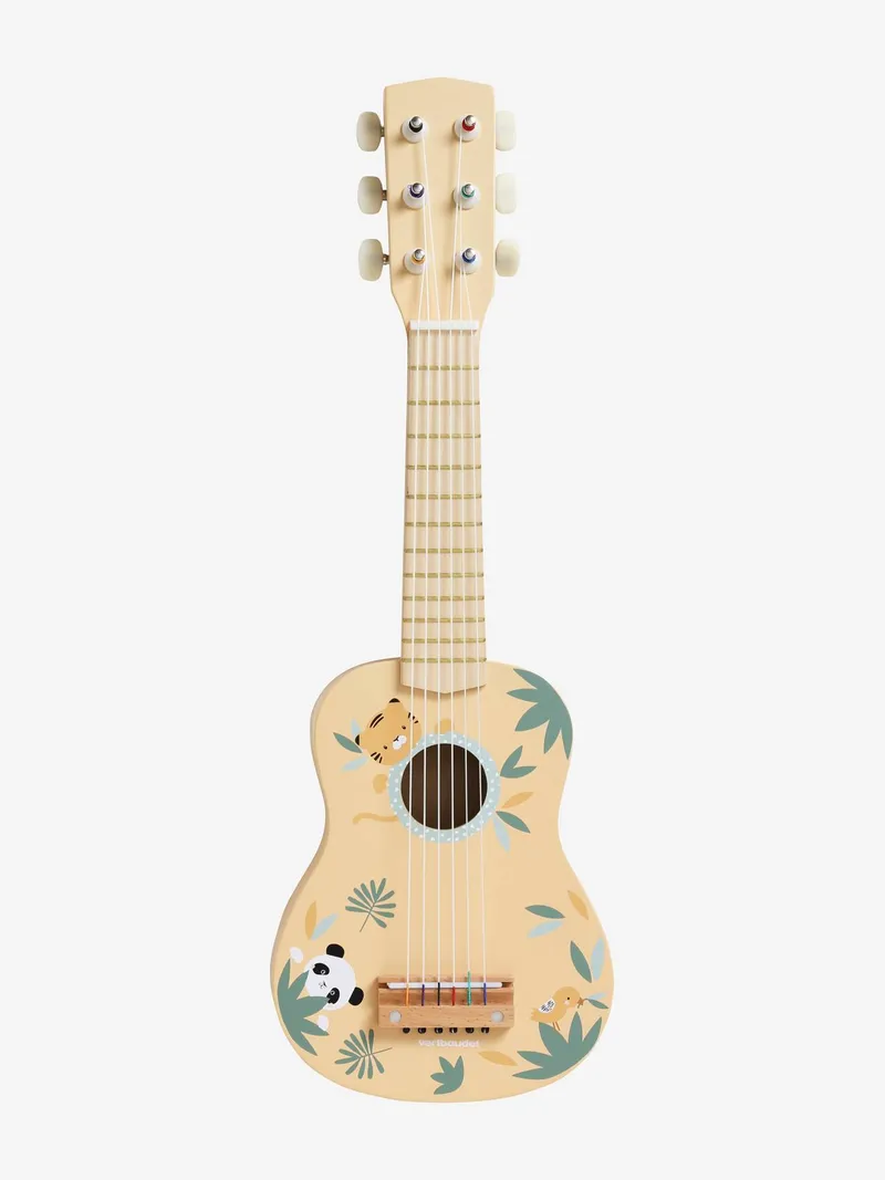 Vertbaudet Holz-Gitarre für Kleinkinder FSC®, Hellbeige/pandafreunde, – Produktbild 2 von 4