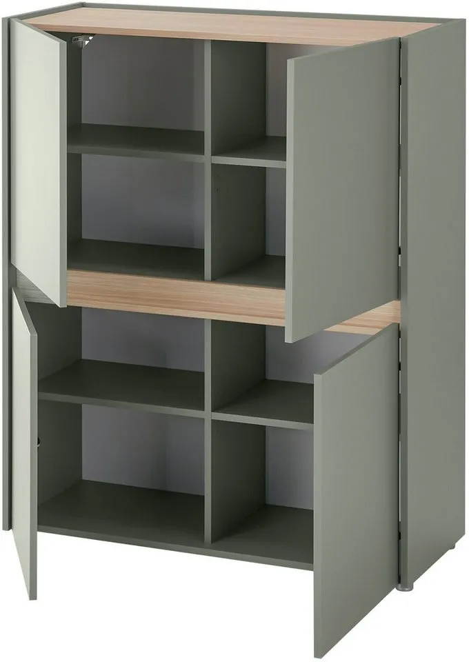 Home affaire Highboard City/Giron, moderner Schrank, Kommode, Stauraumschrank, Hochschrank, zeitlos, modern, ausreichend Stauraum, vielseitig einsetzbar, Grün, – Produktbild 5 von 5