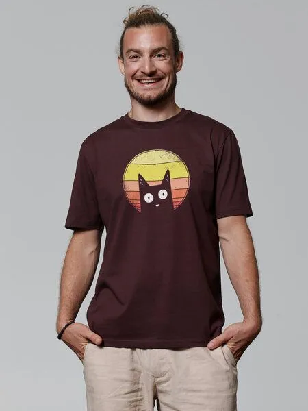 watapparel watapparel T-Shirt Unisex Sunset Cat, Red brown, – Produktbild 2 von 4