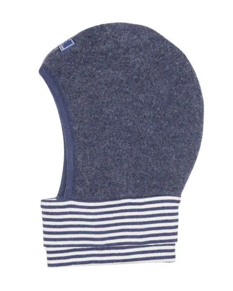 Pickapooh Pickapooh Schlupfmütze Schlüfli Wollfleece-Mütze mit Wolle-Seide-Halsschutz, Marine, – Produktbild 1 von 3