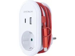 REV REV USB-Ladegerät "Combi" mit USB-A, USB-C, Ladekabel 60 cm, weiß/rot – Produktbild 1 von 1
