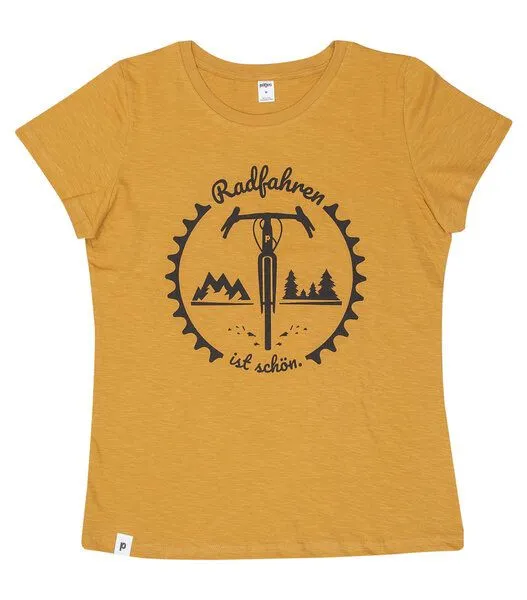 päfjes päfjes Radfahren ist schön - Gravel - Frauen T-Shirt - Fair aus Baumwolle Bio, Gelb, – Produktbild 2 von 4