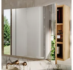 Lomadox Spiegelschrank NEWPORT-56-EVOKE mit 80 cm Breite in Eiche, 3-türig – Produktbild 1 von 1
