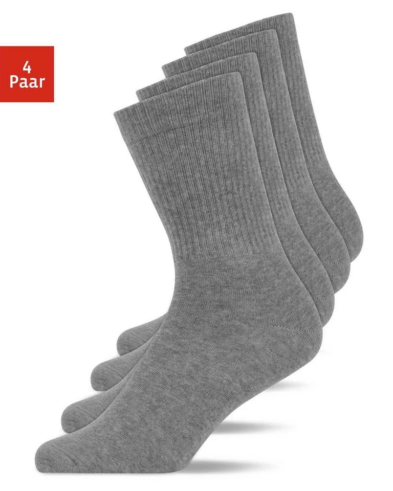 SNOCKS Tennissocken Cleane Sportsocken (4-Paar) aus Bio-Baumwolle, stylish für jedes Outfit, Grau, – Produktbild 1 von 5